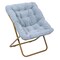 Flash Furniture Archer 28-in Oversized Folding Saucer Chair w/Folding Ottoman, Dusty Aqua Faux Fur/Soft Gold Frame FV-FSC-027-FR-DTAQ-SGD-GG - alternate 2
